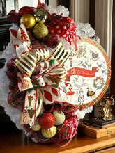 Load image into Gallery viewer, The 12 Days of Christmas Wreath, Christmas Decor, Red White and Gold Christmas, Christmas Wreath