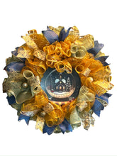Load image into Gallery viewer, Christmas Wreath, Christmas Winter Wreath, Gold, Blue and Green Christmas, Religious Christmas Decor