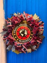 Load image into Gallery viewer, Marine Wreath, Military Gift, Patriotic, Veteran Gift