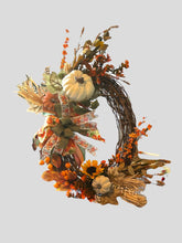 Load image into Gallery viewer, Fall Pumpkin Wreath, Autumn Wreath, Fall Decor, Fall Grapevine Wreath