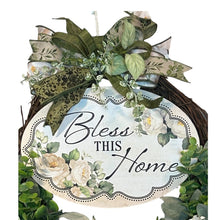 Load image into Gallery viewer, Bless This Home Wreath, Everyday Wreath, Grapevine Wreath, Religious Decor
