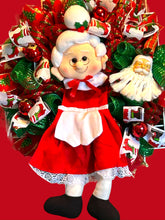 Load image into Gallery viewer, Mrs. Clause Christmas Wreath, Christmas Decor, Santa Wreath