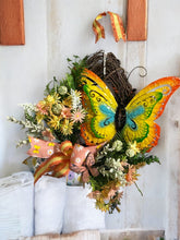 Load image into Gallery viewer, Butterfly Wreath, Butterfly Door Grapevine Wreath, Spring Summer Floral Wreath