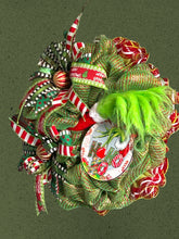 Load image into Gallery viewer, Green Monster HoHoHo Wreath, Christmas Wreath, Christmas Decor, Green Monster Christmasp