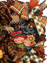 Load image into Gallery viewer, Happy Fall Wreath, Thanksgiving Decor, Fall Autumn Decor, Scarecrow Wreath
