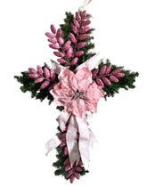 Load image into Gallery viewer, Cross Christmas Decor, Religious Christmas, Christmas Cross Wreath