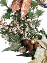 Load image into Gallery viewer, Snowman Wreath, Gold and Green Christmas, Christmas Wreath, Christmas Decor