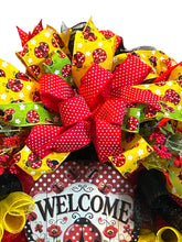 Load image into Gallery viewer, Welcome Friends Ladybug Wreath, Front Door Decor, Spring Summer Wreath