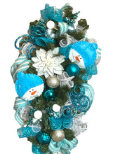 Load image into Gallery viewer, Snowman Swag, Christmas Swag, Winter Decor, Christmas Decor, Blue and White Christmas