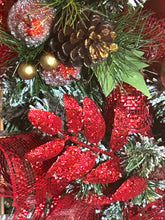 Load image into Gallery viewer, Red Christmas Pine Swag, Christmas Decor, Red and Gold Christmas, Red and Green Christmas