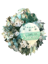 Load image into Gallery viewer, Let It Snow Wreath, Winter Wreath, Christmas Wreath, Mint and White Christmas, Christmas Decor