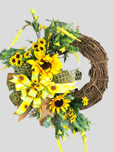 Load image into Gallery viewer, Sunflower Wreath, Sunflower Grapevine Wreath, Home Decor, Everyday Wreath