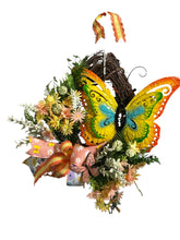 Load image into Gallery viewer, Butterfly Wreath, Butterfly Door Grapevine Wreath, Spring Summer Floral Wreath
