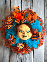 Load image into Gallery viewer, Chuck Wreath, Halloween Wreath, Scary Wreath, Halloween Decor
