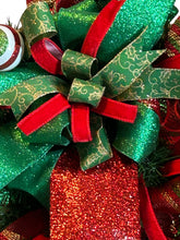 Load image into Gallery viewer, Red and Green Jewel Christmas Swag, Christmas Decor, Red and Green Christmas