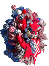 Load image into Gallery viewer, Patriotic Wreath, Red White and Blue, Stars and Stripes, Patriotic Decor