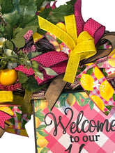 Load image into Gallery viewer, Welcome to Our Home Wreath, Pink Lemonade, Kitchen Decor, Patio Decor