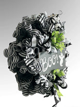 Load image into Gallery viewer, BOO Ghost Halloween Wreath, Halloween Decor, Black and White Halloween