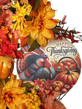 Load image into Gallery viewer, Happy Thanksgiving Wreath, Thanksgiving Decor, Faux Sunflowers and Fall Floral