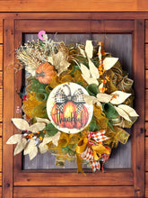 Load image into Gallery viewer, Thankful Fall Wreath, Thanksgiving Wreath, Autumn Decor, Fall Decor, Pumpkin Wreath