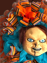Load image into Gallery viewer, Chuck Wreath, Halloween Wreath, Scary Wreath, Halloween Decor