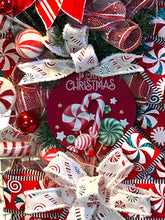 Load image into Gallery viewer, Peppermint Candy Swag, Christmas Wreath, Christmas Candy, Candy Theme Christmas, Christmas Decor