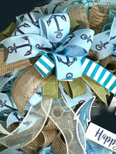 Load image into Gallery viewer, Beach Wreath, Beach House Decor, My Happy Place Anchor Wreath, Spring Summer Decor, Home Decor