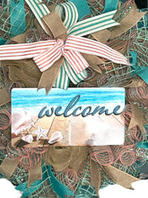 Load image into Gallery viewer, Welcome Wreath, Spring Summer Wreath, Beach House, Lake House, Nautical Decor