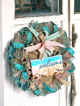 Load image into Gallery viewer, Welcome Wreath, Spring Summer Wreath, Beach House, Lake House, Nautical Decor