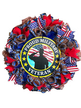 Load image into Gallery viewer, Proud Military Veteran Wreath, Military Wreath, Patriotic