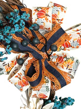 Load image into Gallery viewer, Fall Wreath, Autumn Wreath, Blue Rustic Pumpkin Wreath, Thanksgiving Decor