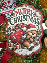 Load image into Gallery viewer, Merry Christmas Wreath with Bear, Christmas Bear, Christmas Decor