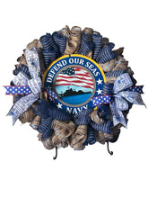 Load image into Gallery viewer, Navy Wreath, Military Gift, Veteran Gift, Patriotic