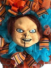 Load image into Gallery viewer, Chuck Wreath, Halloween Wreath, Scary Wreath, Halloween Decor