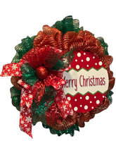 Load image into Gallery viewer, Merry Christmas Wreath, Christmas Decor, Red and Green Christmas