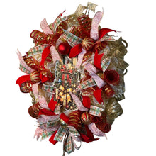 Load image into Gallery viewer, Red and Gold Christmas Wreath, Christmas Decor, Elegant Christmas