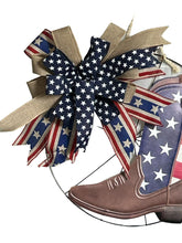 Load image into Gallery viewer, Patriotic Boot Wreath, Cowboy Wreath, Patriotic Decor