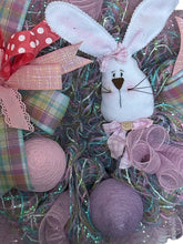 Load image into Gallery viewer, Easter Wreath with Bunny and Eggs, Easter Decor, Bunny Wreath, Pastel Easter