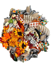 Load image into Gallery viewer, Fall Wreath, Thanksgiving Wreath, Scarecrow Wreath, Fall Decor, Thanksgiving Decor
