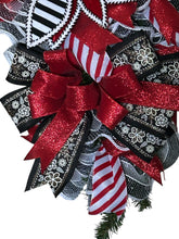 Load image into Gallery viewer, Black, Red, and White Christmas Swag, Christmas Decor, Elegant Christmas