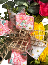 Load image into Gallery viewer, Floral with Cross Wreath, Religious Wreath. Cross Grapevine Wreath, Easter Decor