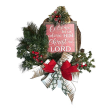 Load image into Gallery viewer, O Come Let Us Adore Him Christmas Wreath, Christmas Decor, Christmas Grapevine, Religious Christmas