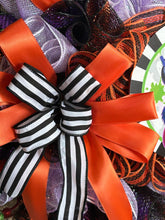 Load image into Gallery viewer, Happy Halloween Purple Monster Wreath, Halloween Wreath