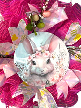 Load image into Gallery viewer, Pink Bunny Easter Wreath, Easter Decor, Bunny Wreath