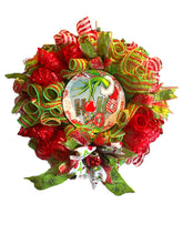 Load image into Gallery viewer, HO HO HO Green Monster Wreath, Christmas Wreath, Christmas Decor