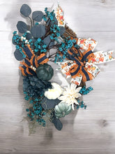 Load image into Gallery viewer, Fall Wreath, Autumn Wreath, Blue Rustic Pumpkin Wreath, Thanksgiving Decor