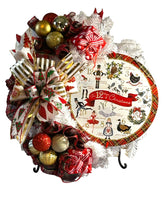 Load image into Gallery viewer, The 12 Days of Christmas Wreath, Christmas Decor, Red White and Gold Christmas, Christmas Wreath