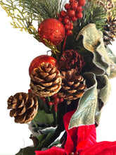 Load image into Gallery viewer, Poinsettia and Pinecone Wreath, Winter Wreath, Christmas Wreath, Christmas Decor