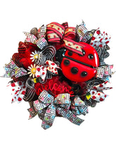Load image into Gallery viewer, Ladybug Welcome Wreath, Spring Summer Wreath, Front Door Decor