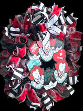 Load image into Gallery viewer, IT Inspired Halloween Wreath, Derry Wreath, Halloween Decor, Scary Halloween Wreath
